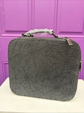 Backstitch Bruja Embossed Black Cosmetic Case with Top Handle